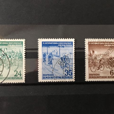 Frimerker DDR (Østtyskland) 1953 Syklister