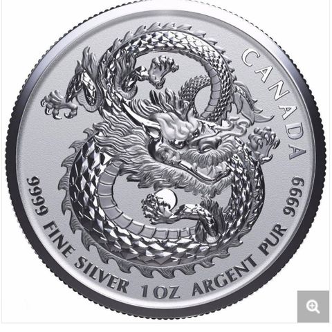 LUCKY DRAGON – 2019 1 OZ PURE SILVER HIGH RELIEF COIN – ROYAL CANADIAN MINT
