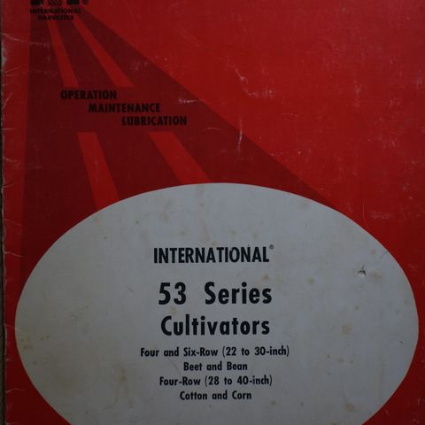 International 53 series Cultivators manual