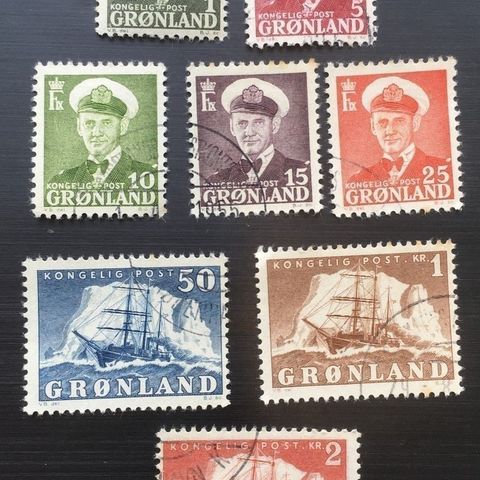 Grønland 1950 Kong Frederik IX og Ishavsskibet Gustav Holm AFA 28-35 Stemplet