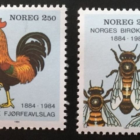 Norge 1984 Norsk Birøkterlag og Norsk Fjørfeavlslag NK 956-957 Postfrisk