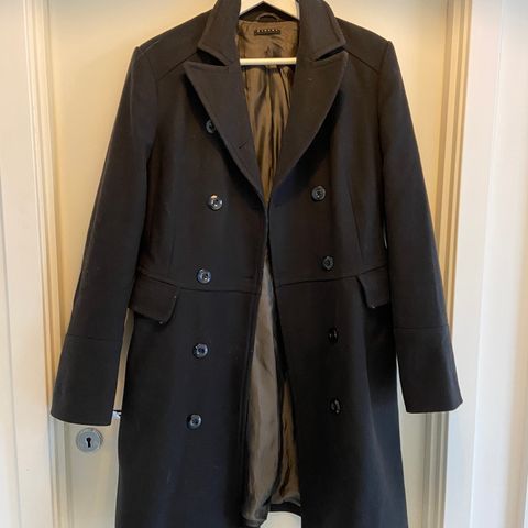 Ladies blue Sisley wool coat, size medium.