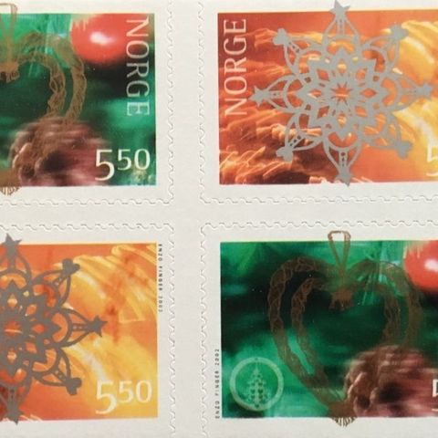 Norge 2002 Julefrimerker 1/2 hefte med 2 x 2 merker Postfrisk