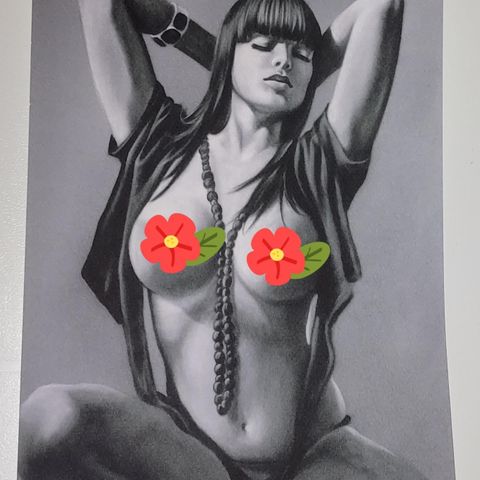 PRINT OF ORIGINAL PIN UP ART BY SLY DESIGN.SIGNED.NR.22.