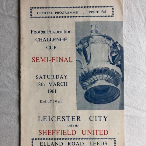 Program  Leicester - Sheffield United Semifinale FA Cupen 1961