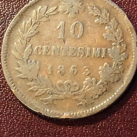 Italia 10 centesimi 1863 mynt