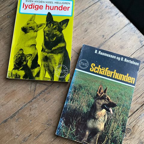 2 stk retro bøker om hunder/hundehold/Schäferhunden