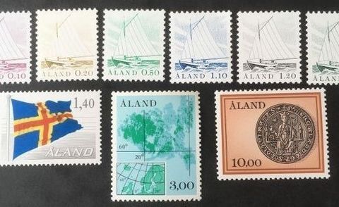 Åland 1984-1985 Den første bruksutgave AFA 1-6 + supplering 8, 9 og 14 Postfrisk