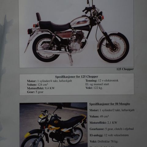 Jawa 50, 125,250 og 350cc brosjyre