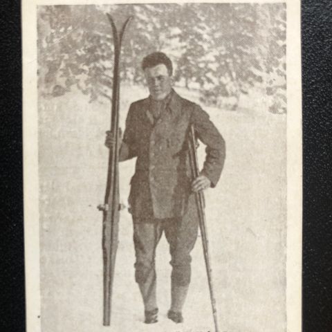 Johan Støa langrenn OL 1928 Ski sigarettkort Tiedemanns Tobak sjeldent
