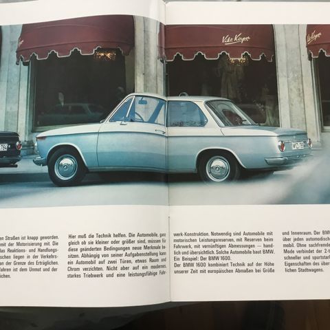 Bilbrosjyre av BMW 1600 1970