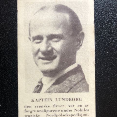 Kaptein Einar Lundborg flyver Umberto Nobile Milo sigarettkort 1930 Nordpolen