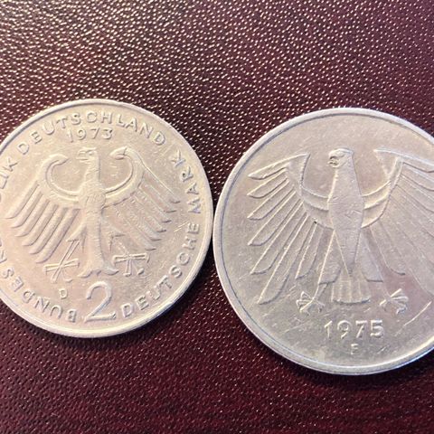 Tysk 2 og 5 mark mynter