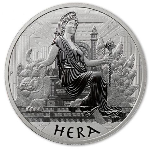 2022 Tuvalu 1 oz Sølv "Gods of Olympus - Hera" BU M/Kapsel nr 4 i serie