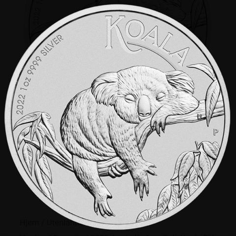 2022 Australia 1 oz Sølv Koala BU M/Kapsel