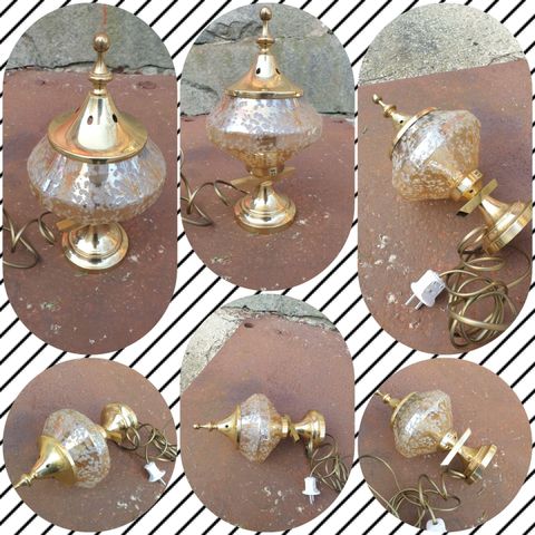 VINTAGE/RETRO "NYDELIG BORDLAMPE " MED GLASS KUPPEL