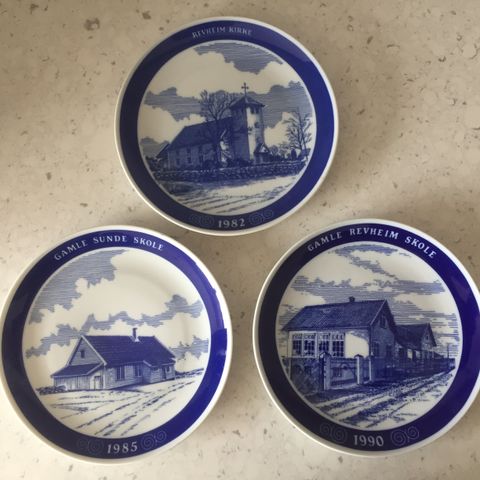 Set of 3 Millhouse Porcelain Wall-Hanging Plates