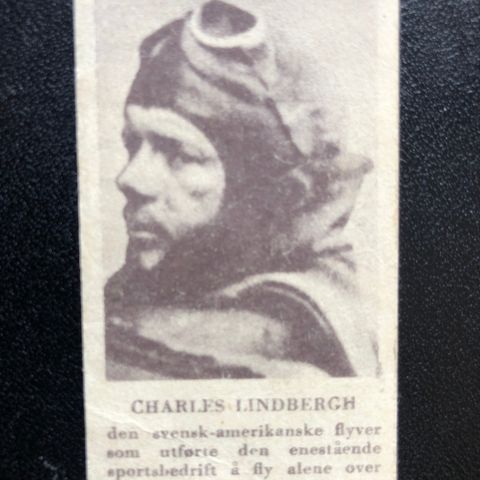 Charles Lindbergh sigarettkort fra ca 1930 Conrad Langaard Milo
