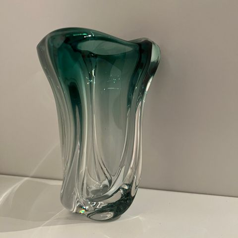 Vase krystall Val Saint Lambert grønn