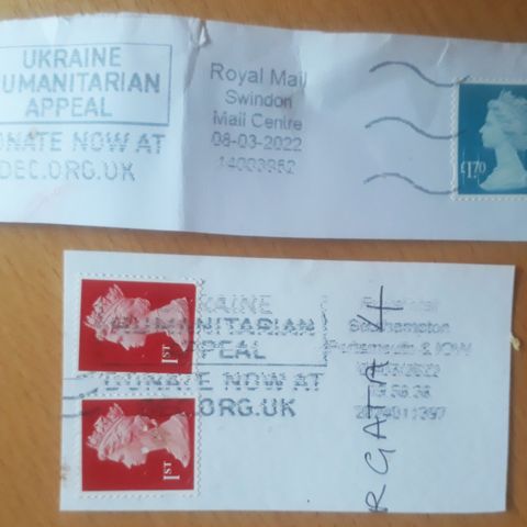 Engelske frimerker med Ukraina-stempel