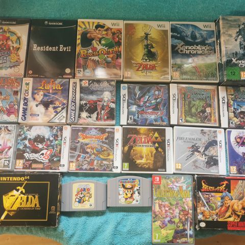 Nintendo spill Alt fra NES, SNES GC, N64, WII, WII U, SWITCH, GAMEBOY, DS og 3DS