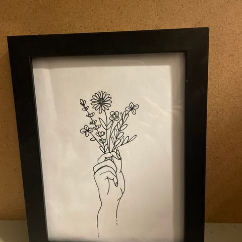 Innrammet Line art hånd med blomster