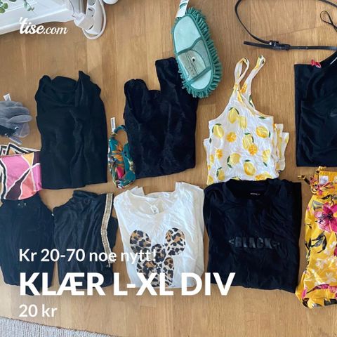 Dameklær str L-XL Kr 20-90, kjole, cardigan, t skjorte, topp,