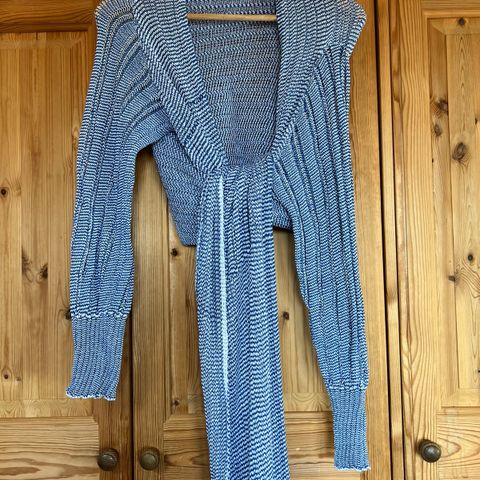 Gresk blå/hvit stripet bomulls omslagsjakke - one-size