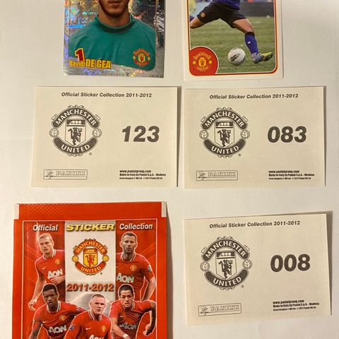 Manchester United stickers, enkeltkort: Panini 2011/12 og Futera Europe 2000