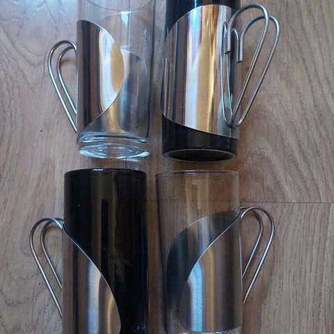 Glass / Kopper. TE. KAFFE. 4 stk. Retro. Vintage.