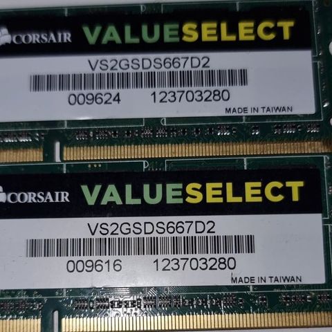 Corsair 2GB DDR2 200-Pin minnebrikker - 2 stk.
