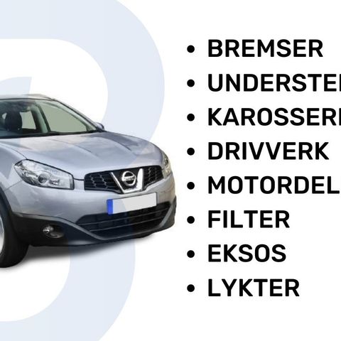 Nissan Qashqai I 06-13mod. bremser, understell, bærebru, motor deler, karosseri