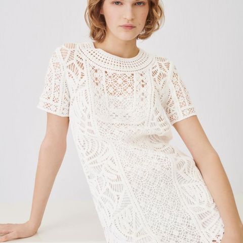 MAJE-Macramé-style Summer Dress White SIZE 36
