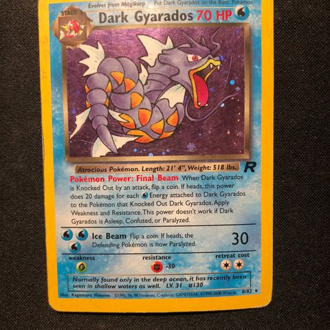 Dark Gyarados 8/82 Holo vintage pokemonkort