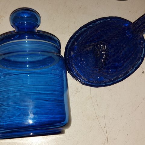 Koboltblå Glass krukke med lokk