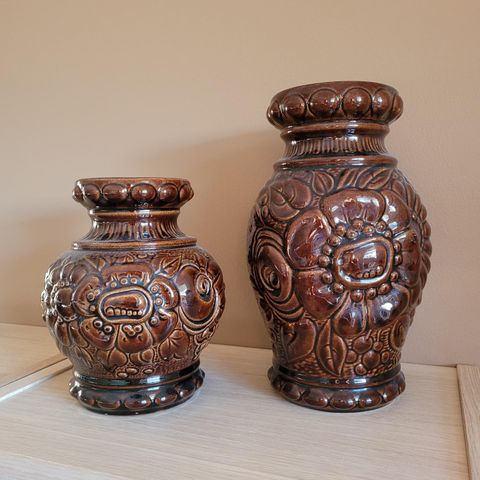 W. Germany retro vaser i keramikk, flower power pattern 287