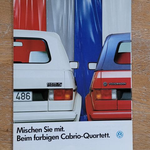 Brosjyre VW Golf Cabrio Quartett 1987