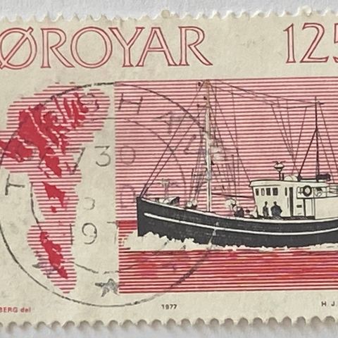 Færøyene 1977 Færøyiske fiskefartøyer AFA 19  Stemplet