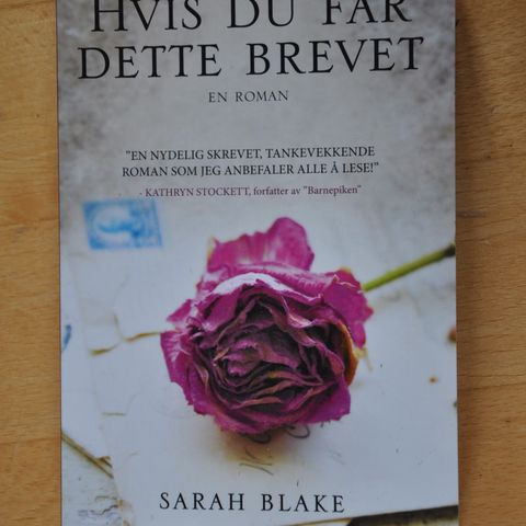 Hvis du får dette brevet. Sarah Blake. (AN). Sendes