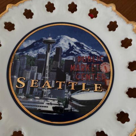 Retro, vintage suvenirfat fra Seattle