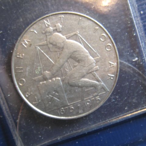 5 kr 1975 Kronemynten 100 år i orginaletui unc