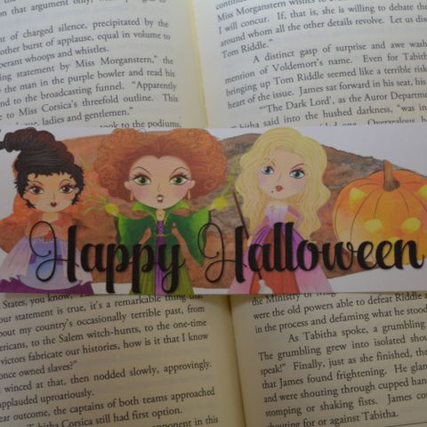 Hocus Pocus bokmerke, ubrukt, bookmark, Happy Halloween