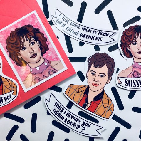 Pretty in Pink stickers, uåpnet, 80s, kan sendes, klistremerker