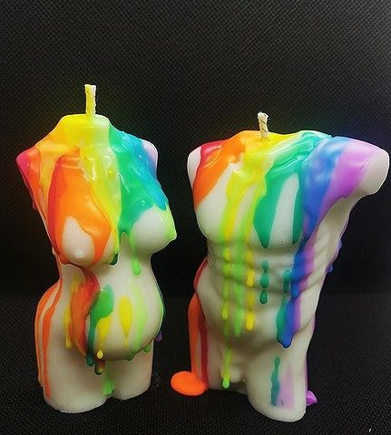 Rainbow Drizzle Torso Candles