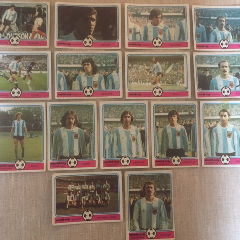 Argentina - 15 stk Fotball VM 1978 Hanna`s Monty Gum fotballkort