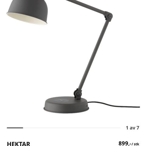 Nattbordslampe fra IKEA med trådløs lader