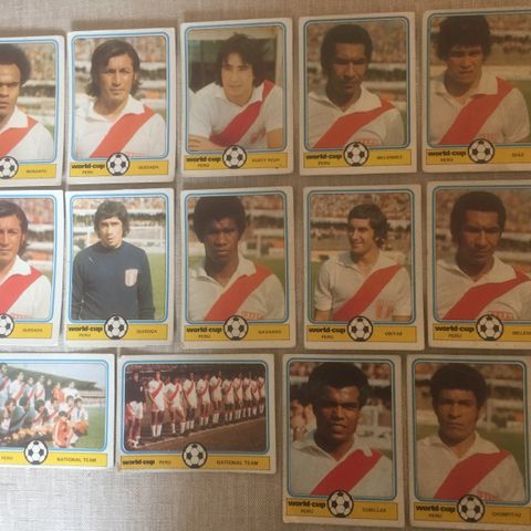 Peru - 14 stk Fotball VM 1978 Hanna's Monty Gum fotballkort