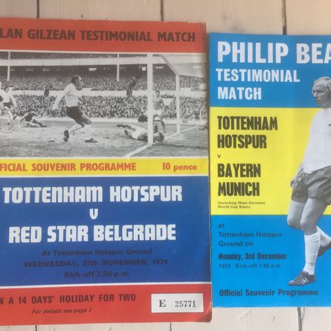 Tottenham Hotspur - Beal og Gilzean testimonial fotballprogrammer