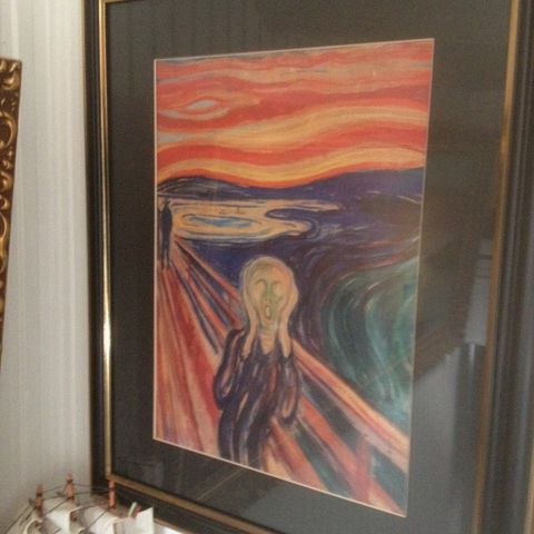 6 GRAFISK REPRODUKSJON EDVARD MUNCH I GLASS OG RAMME