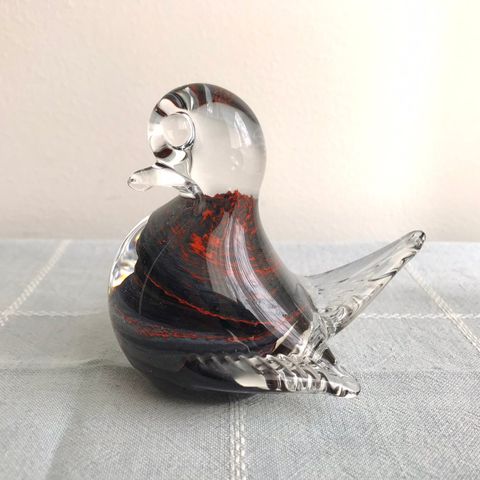 Nydelig stor vintage kunstglass fugl fra Magnor
